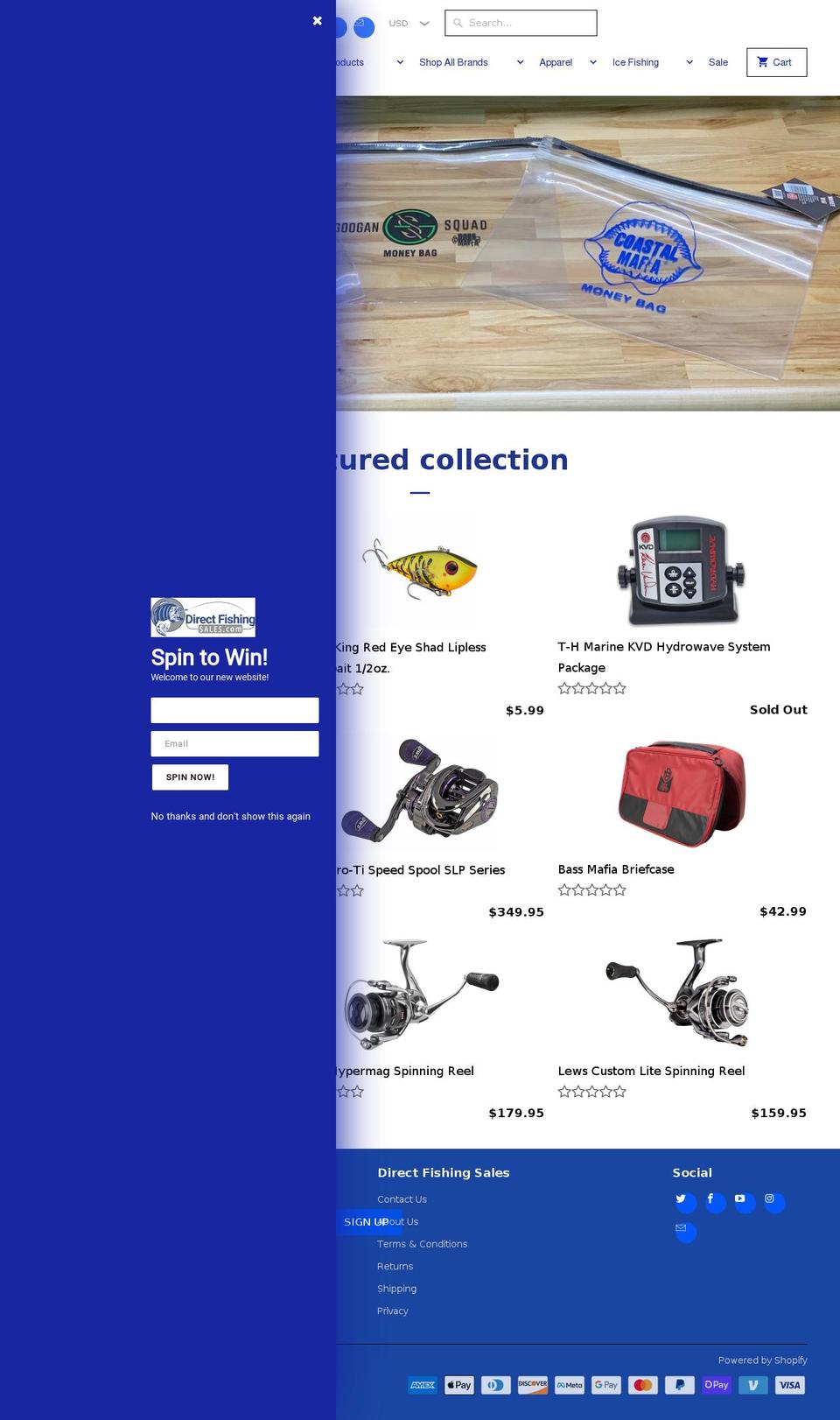 directfishingsales.com shopify website screenshot