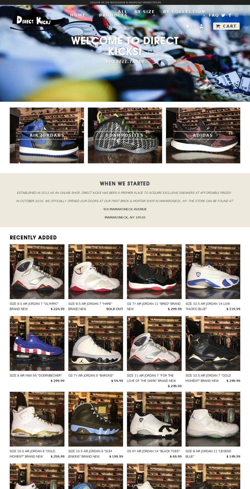 directkicks.com shopify website screenshot