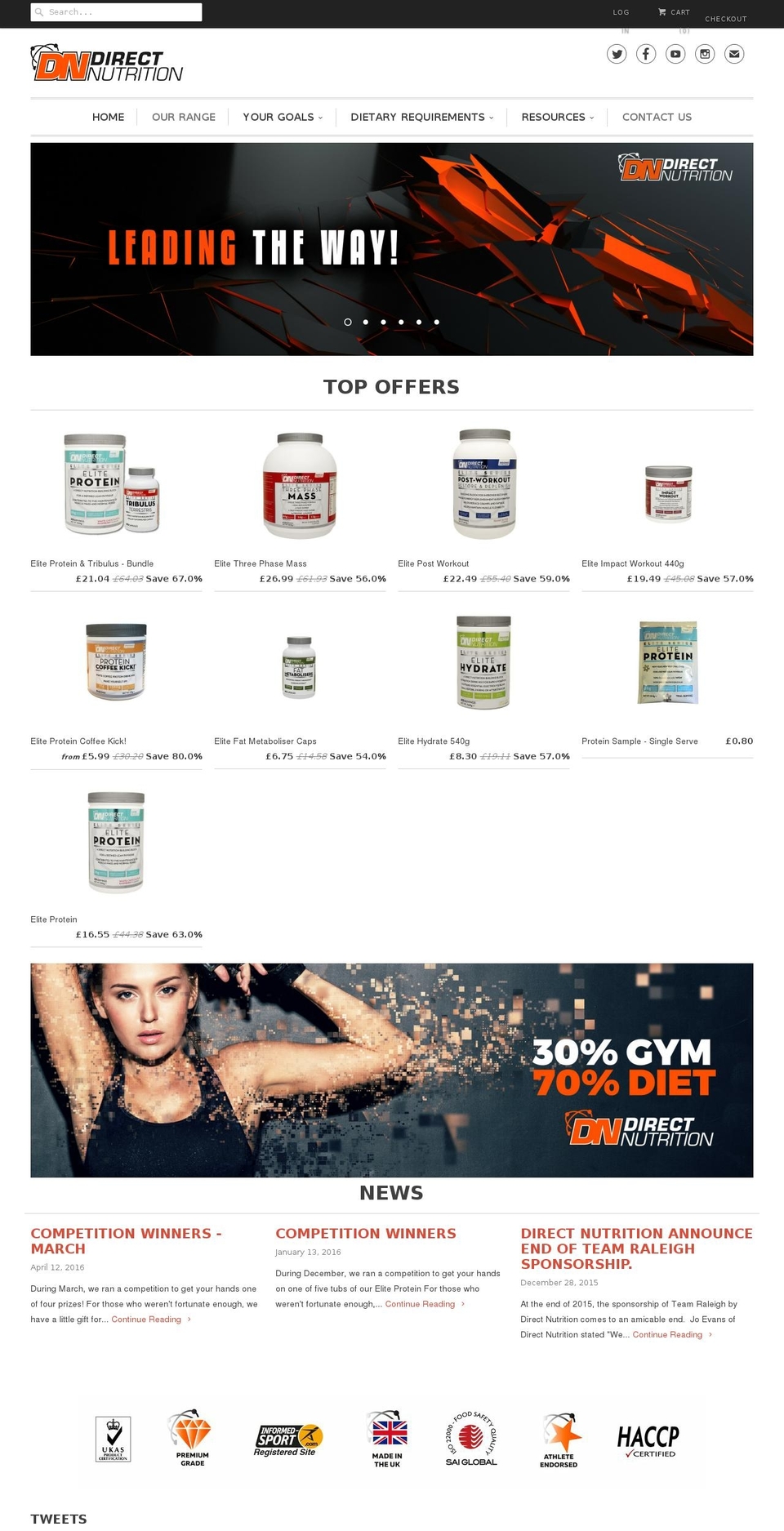 directnutrition.co shopify website screenshot