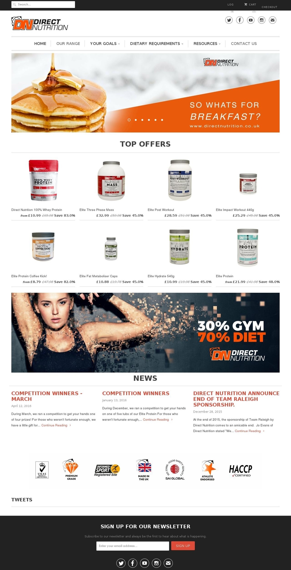 directnutrition.eu shopify website screenshot