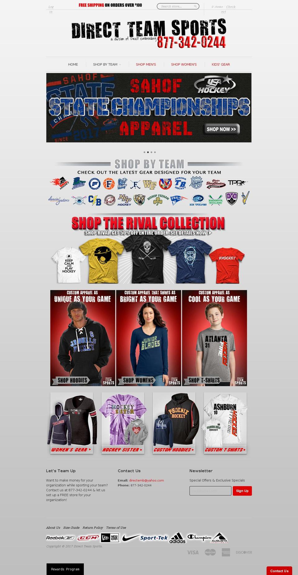 directteamsports.com shopify website screenshot