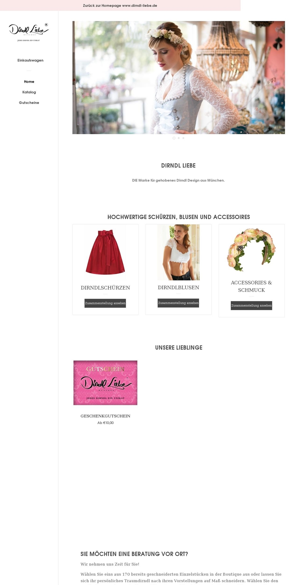 dirndl-liebe.shop shopify website screenshot