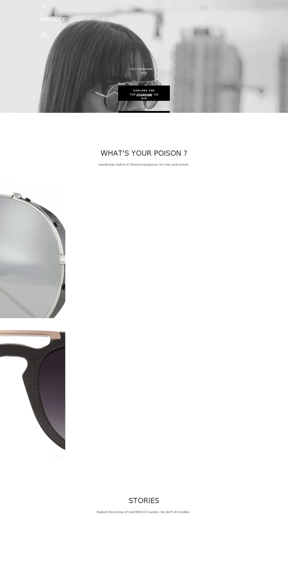 diroccoeyewear.com — Shopify storefront screenshot
