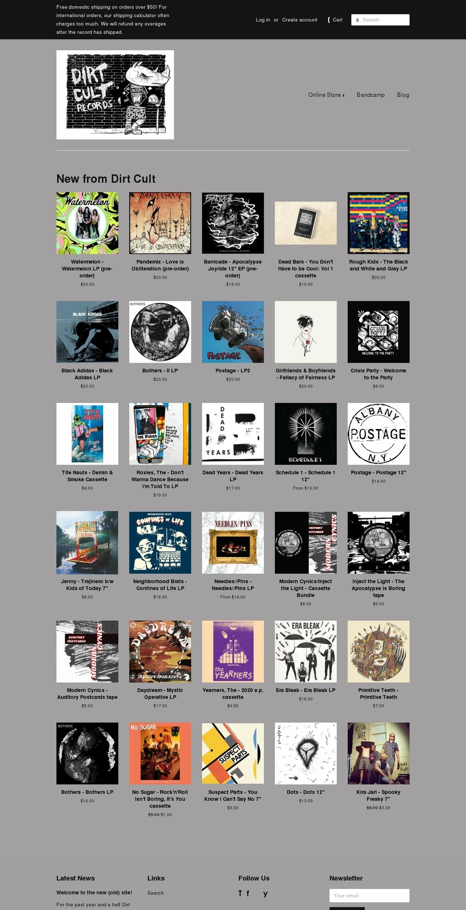 dirt-cult-records.myshopify.com shopify website screenshot