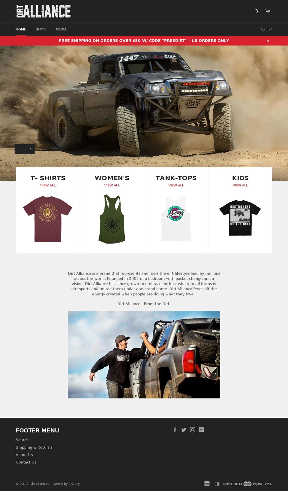 dirtalliance.com shopify website screenshot