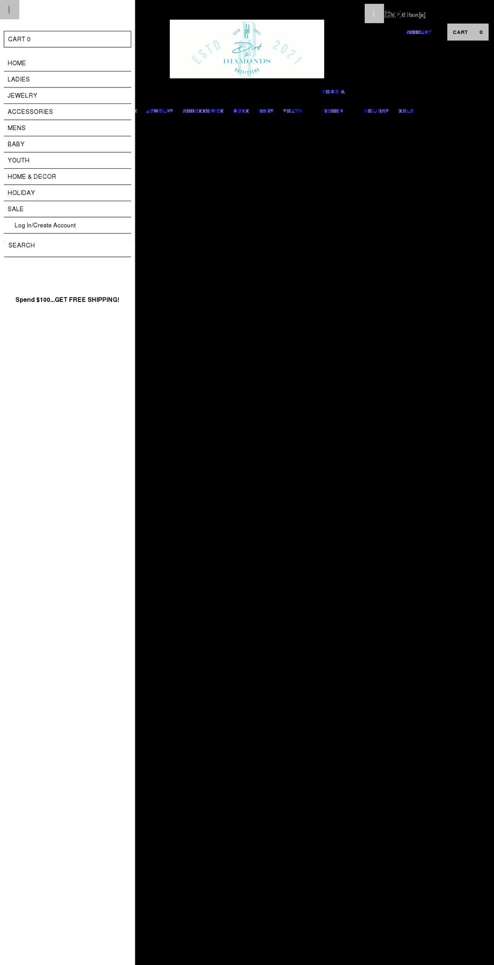 dirtanddiamondsoutfitters.com shopify website screenshot