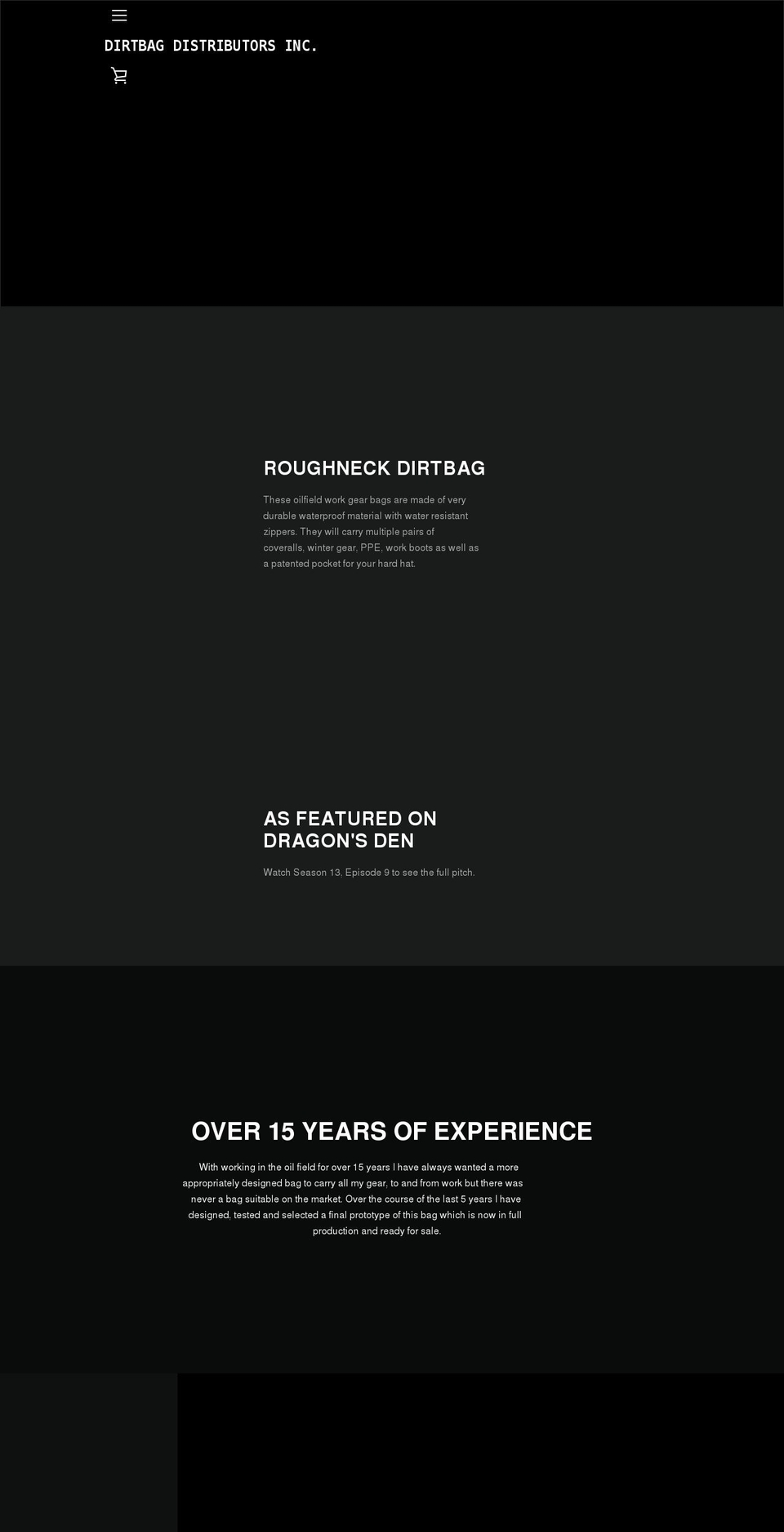 dirtbaginc.ca shopify website screenshot