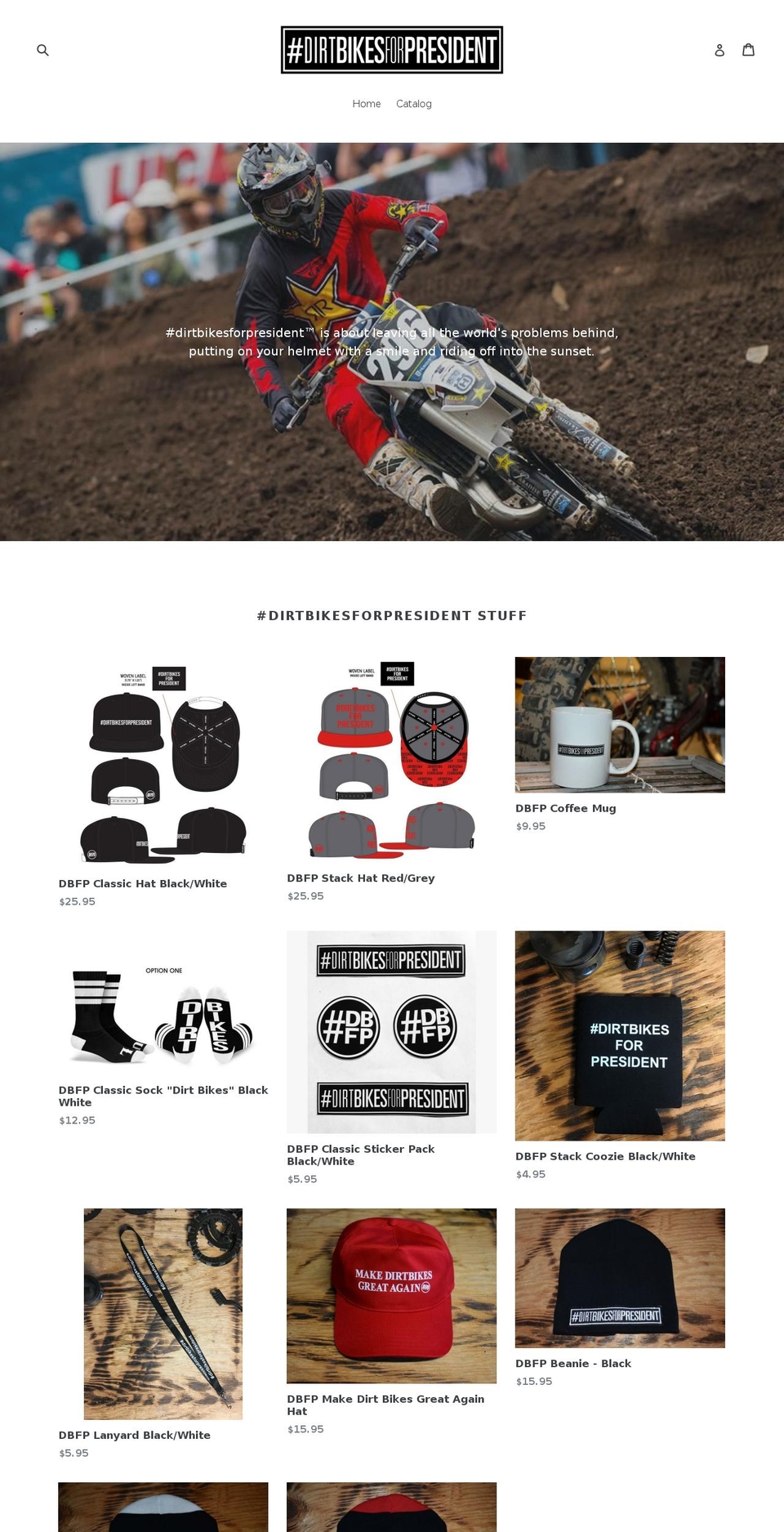 dirtbikesforpresident.com shopify website screenshot