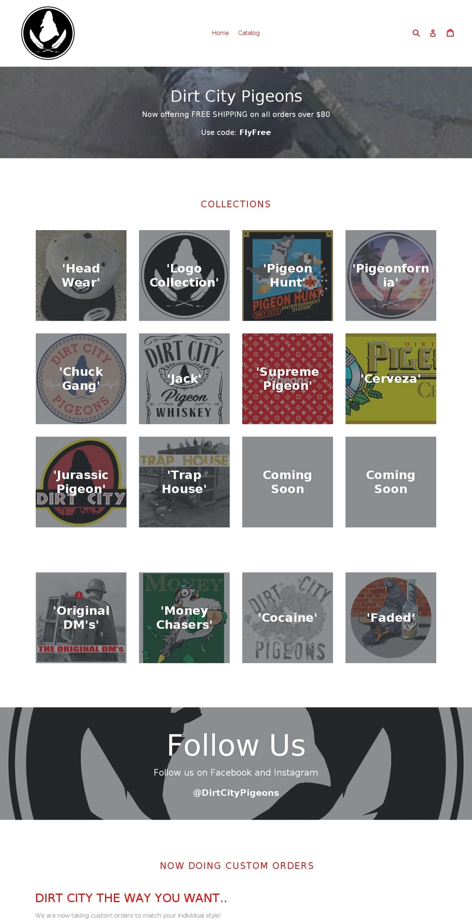 dirtcitypigeons.com shopify website screenshot