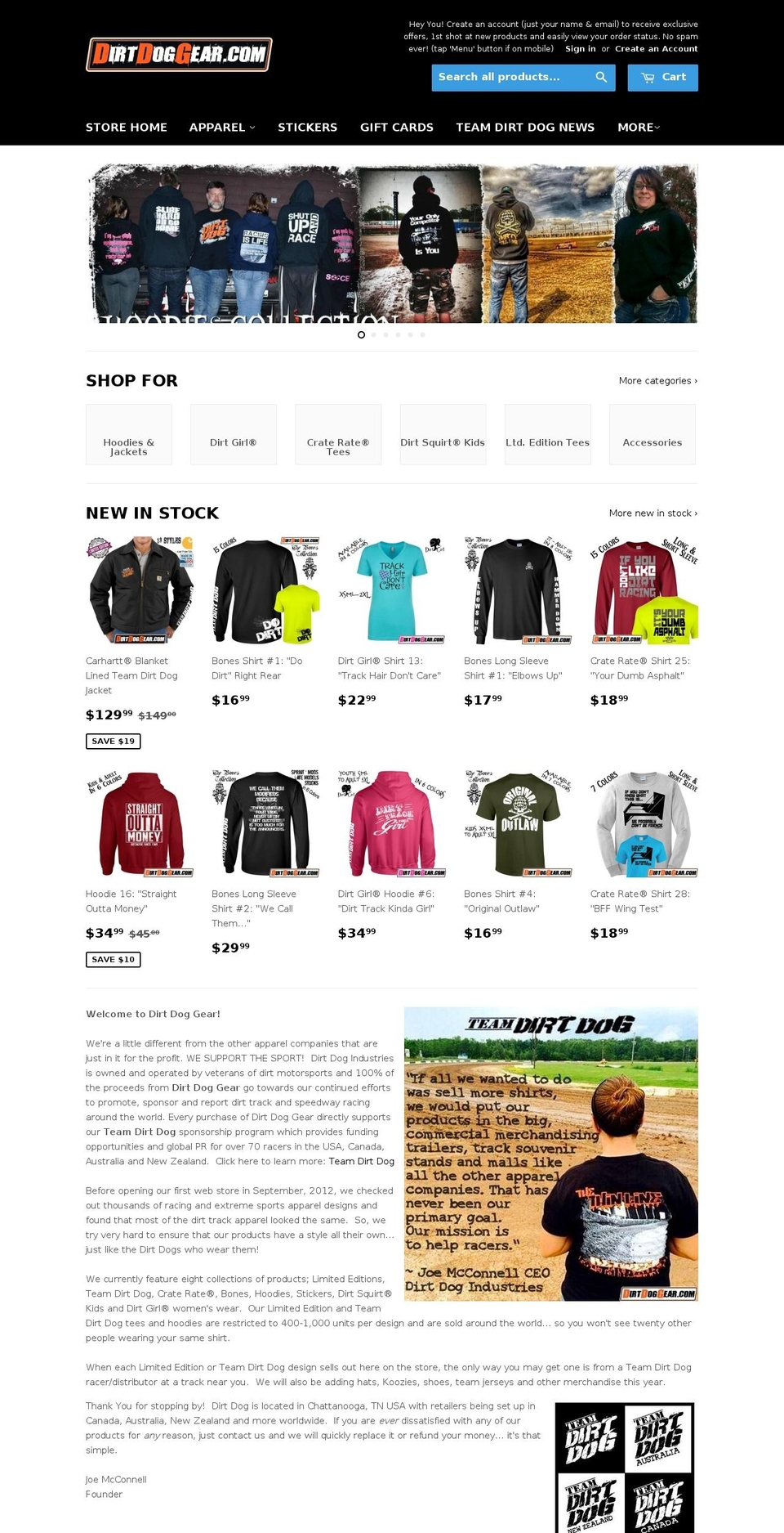 dirtdoggear.com shopify website screenshot