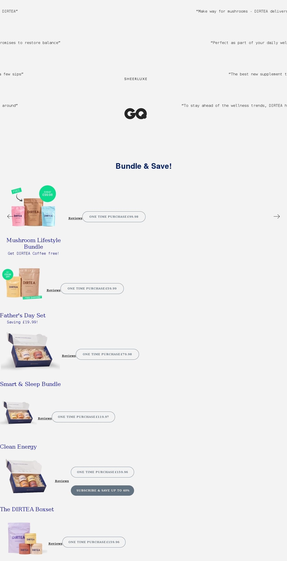 dirteaworld.com shopify website screenshot