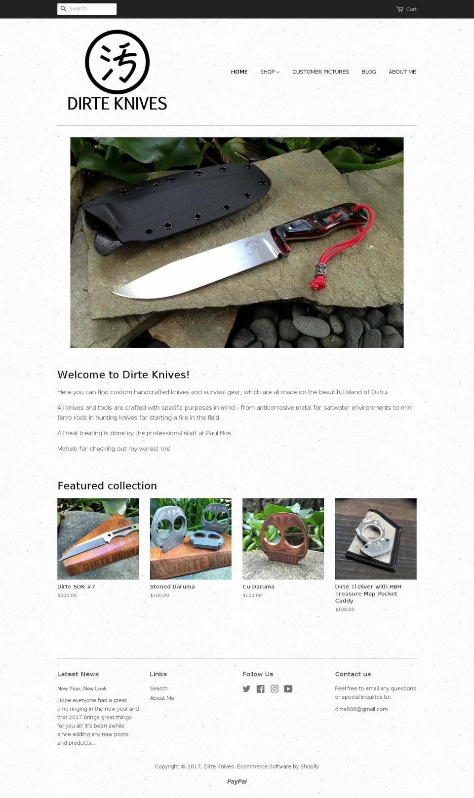 dirteknives.com shopify website screenshot
