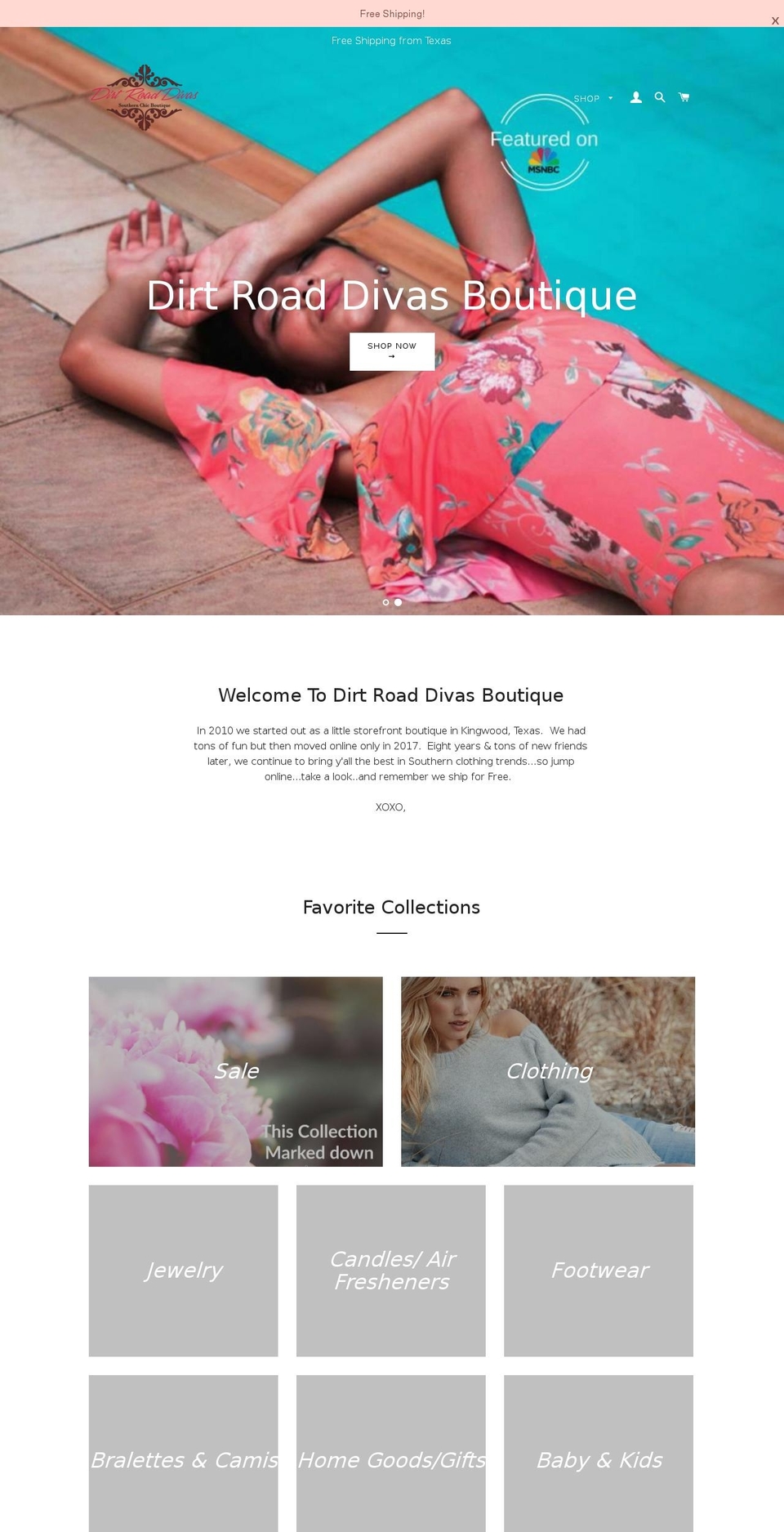 dirtroaddivaskingwood.com — Shopify storefront screenshot