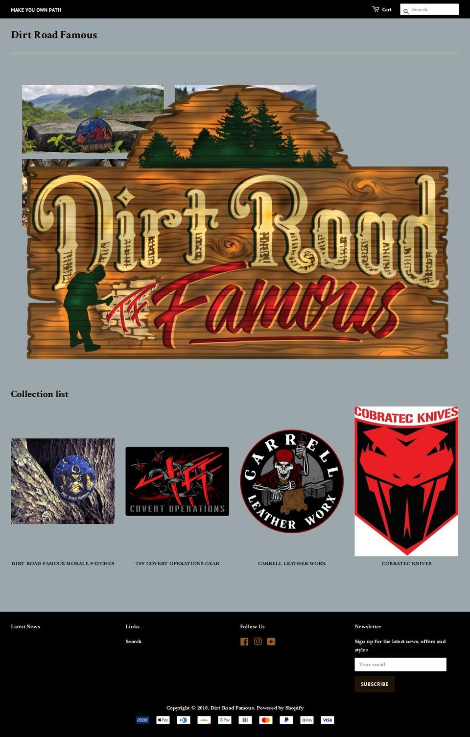 dirtroadfamous.com — Shopify storefront screenshot