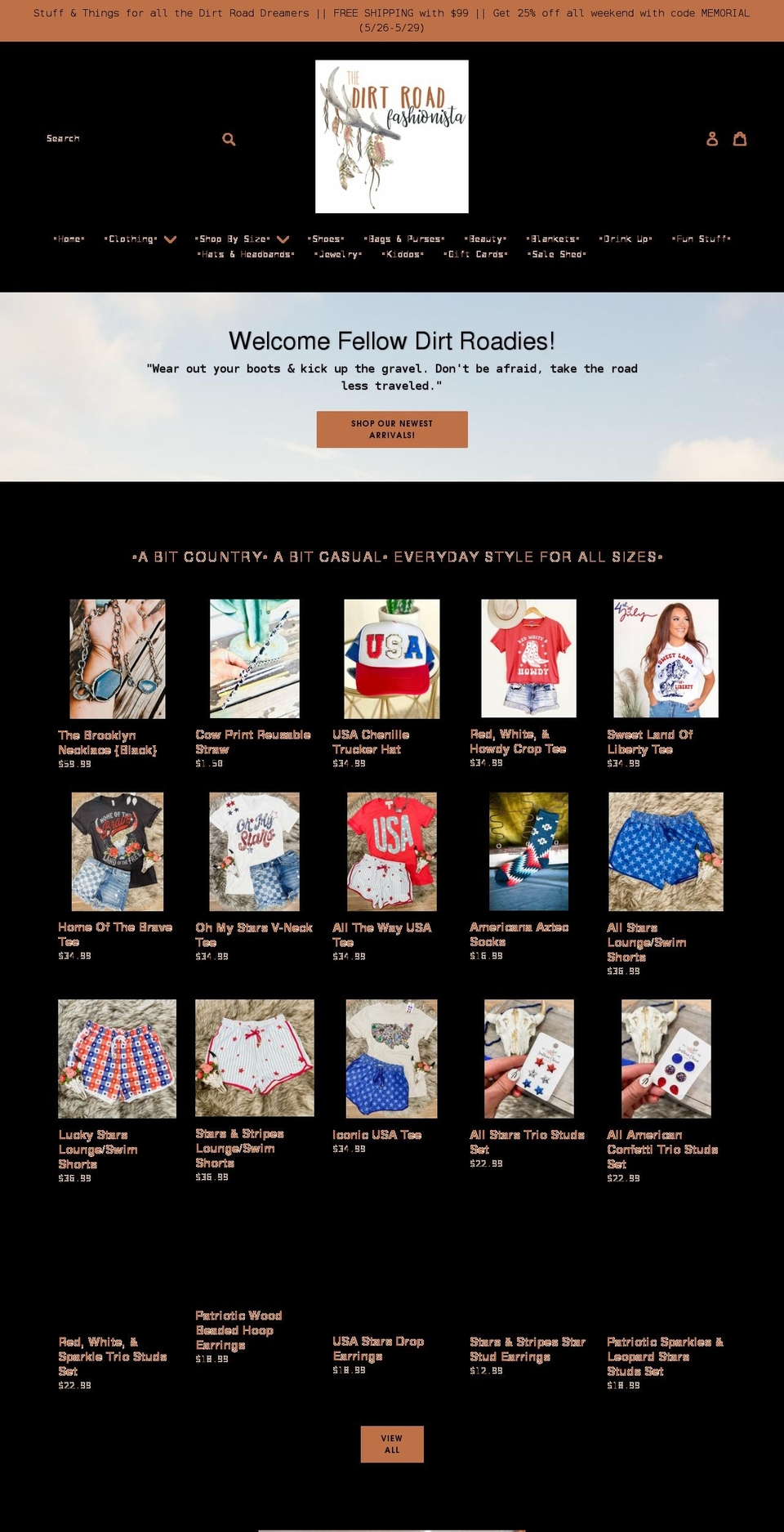 dirtroadfashionista.com shopify website screenshot