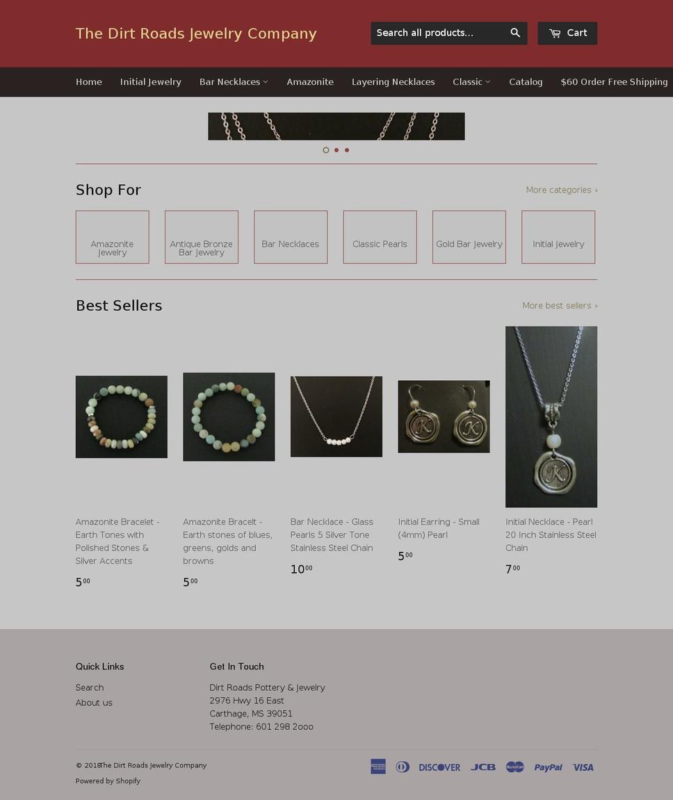 dirtroadsjewelry.com — Shopify storefront screenshot