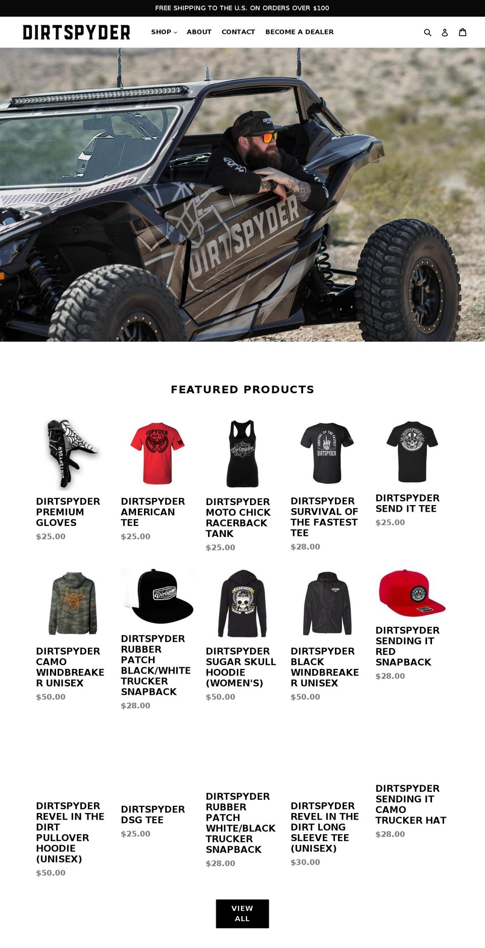 dirtspyder.com — Shopify storefront screenshot