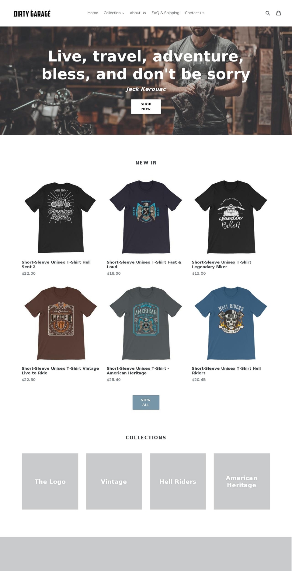 dirty-garage.com — Shopify storefront screenshot
