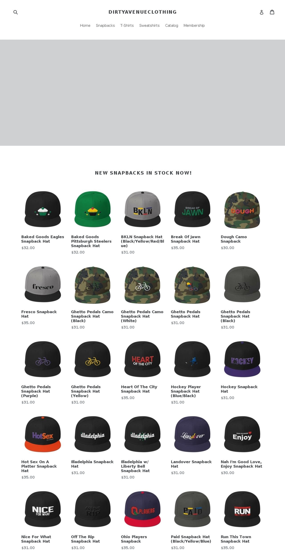 dirtyavenueclothing.com shopify website screenshot