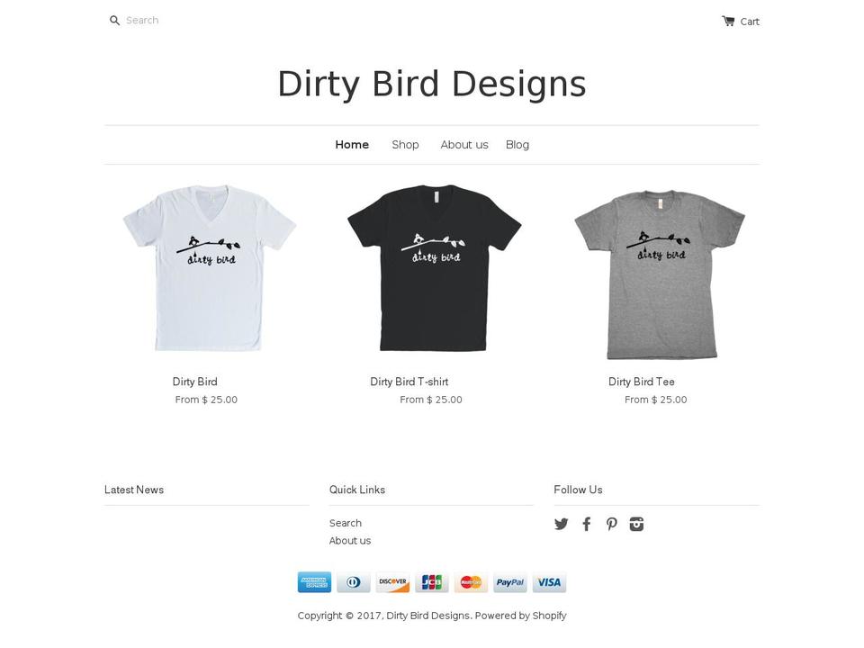 dirtybirddesigns.com shopify website screenshot