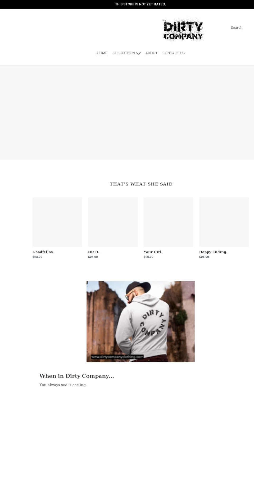 dirtycompanyclothing.com shopify website screenshot