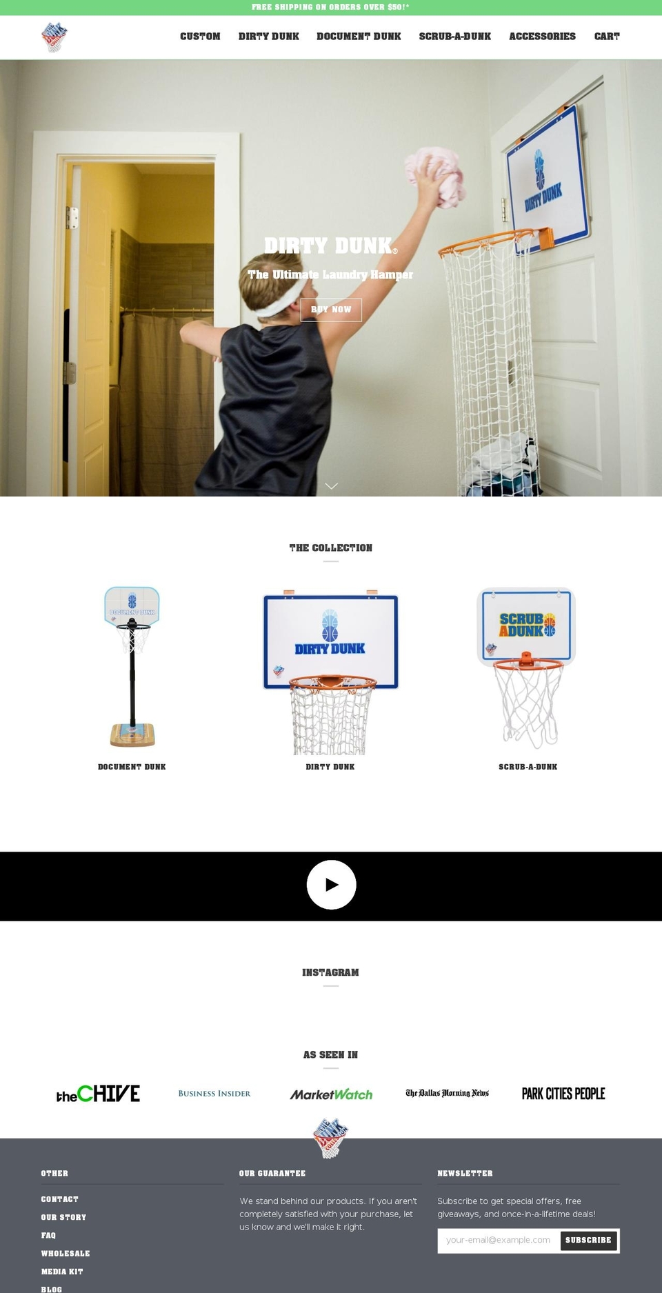 dirtydunklaundryhamper.com — Shopify storefront screenshot