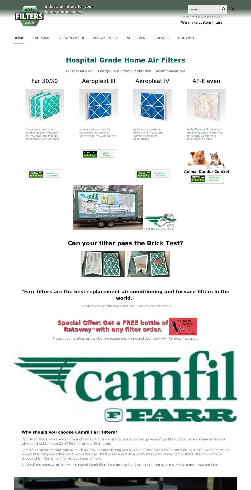 dirtyfilters.com shopify website screenshot