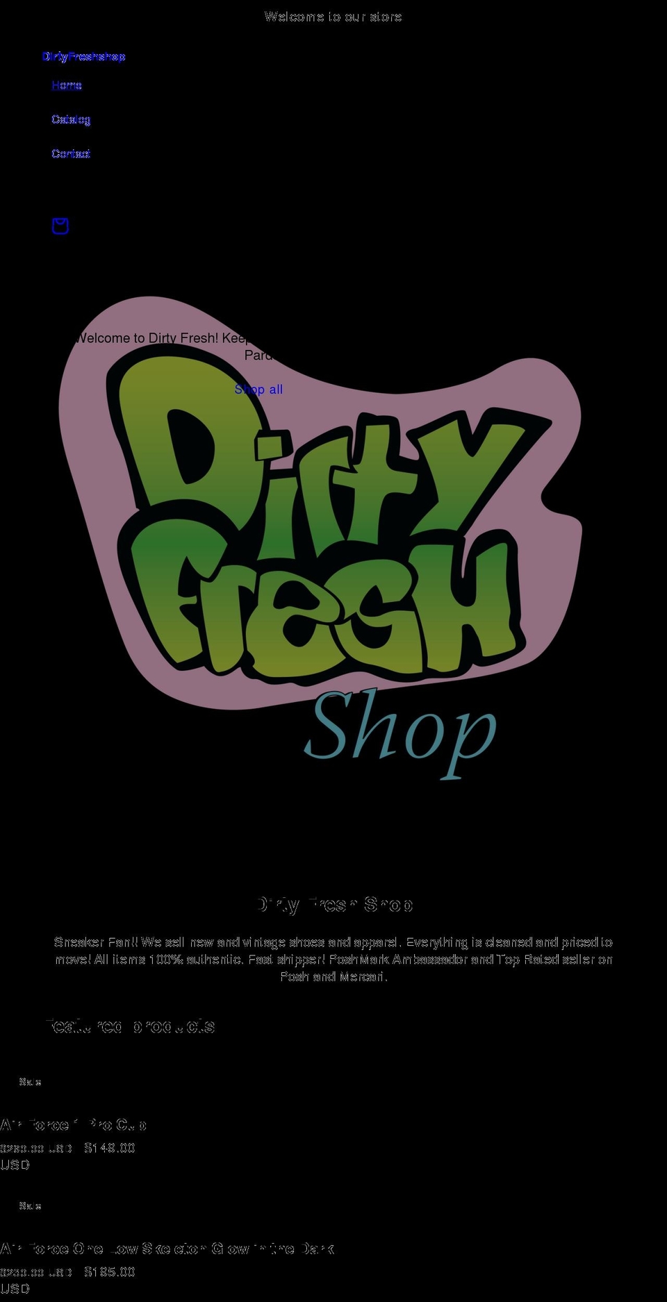 dirtyfreshshop.com shopify website screenshot