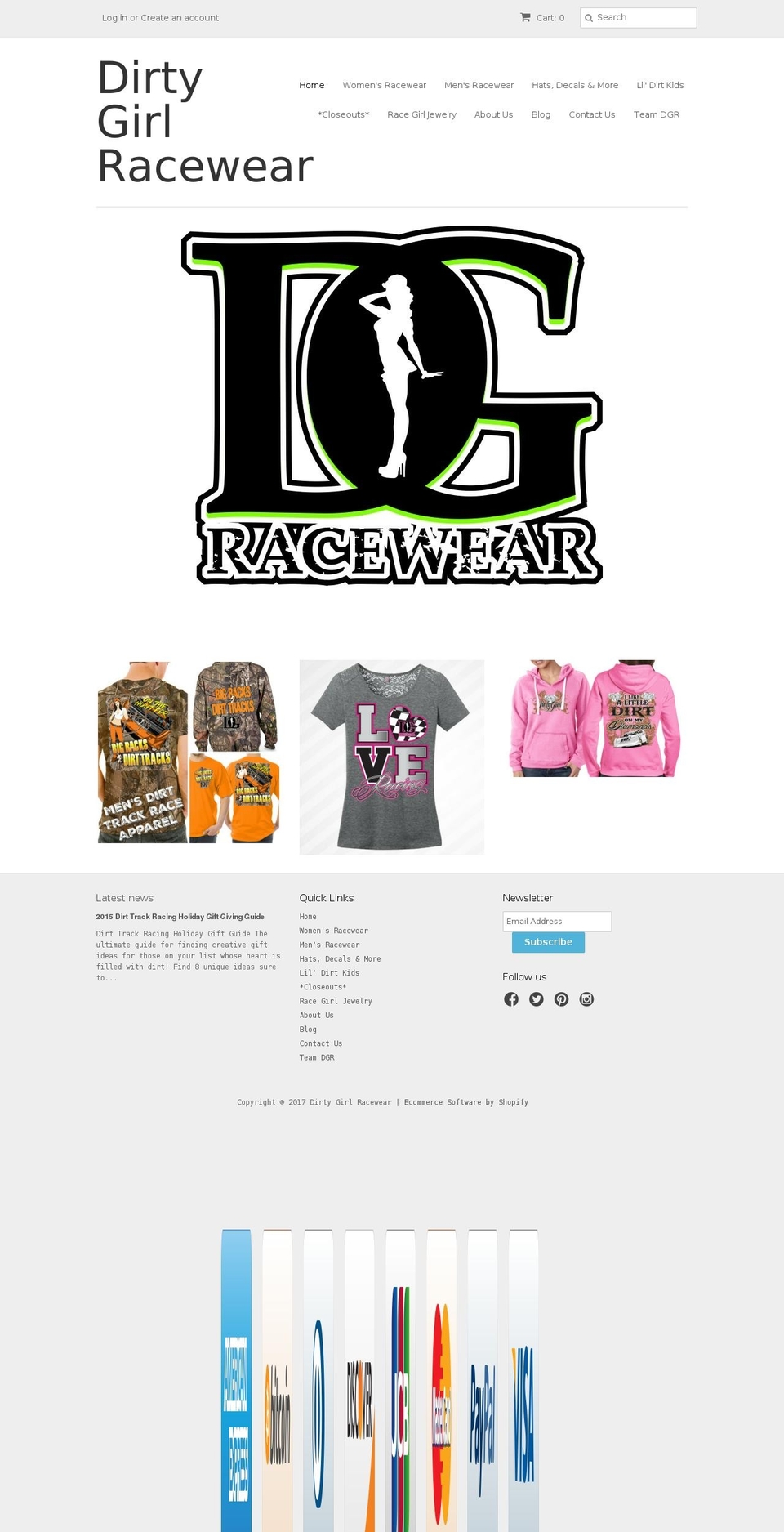 dirtygirlracewear.com shopify website screenshot