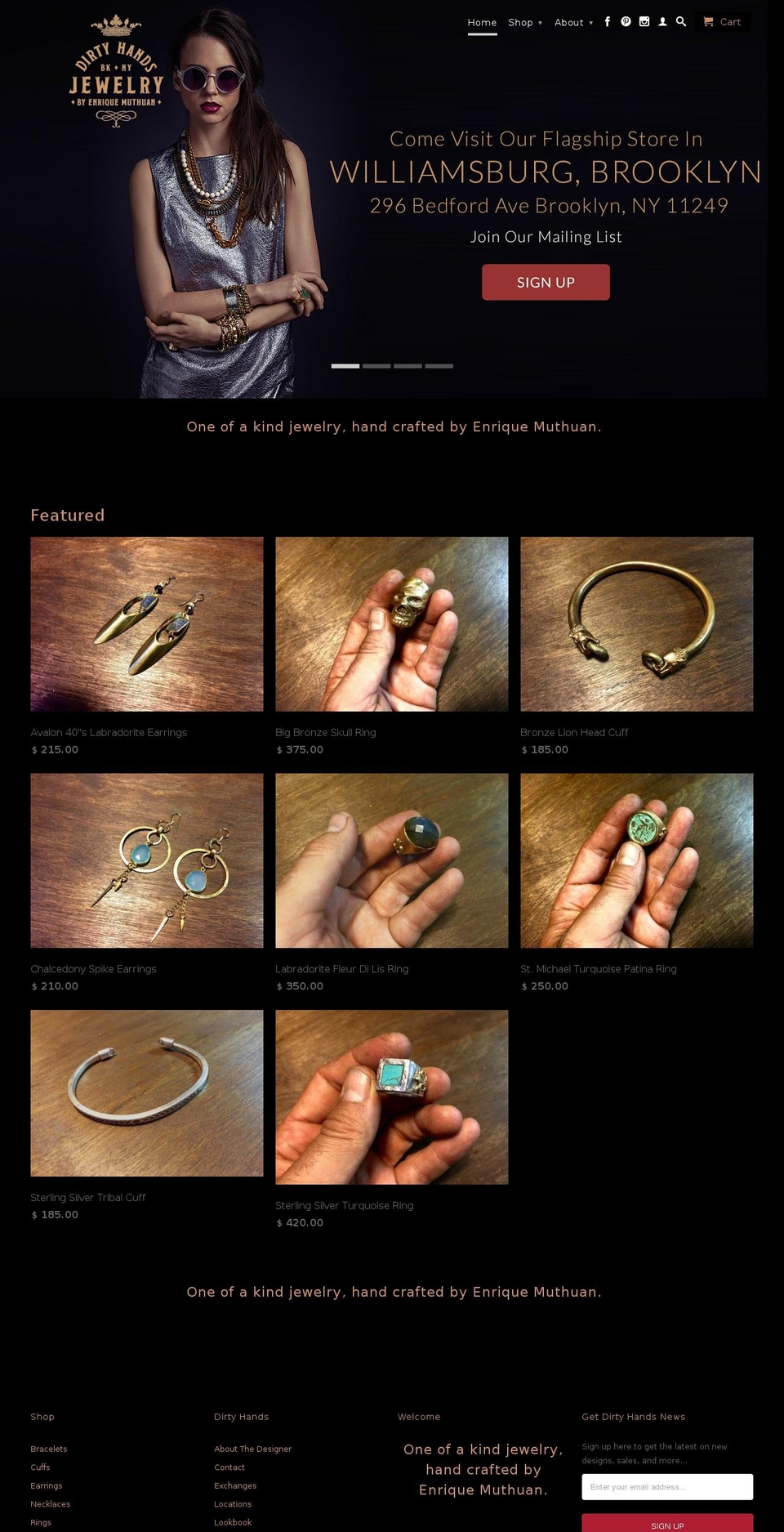 dirtyhandsjewelry.com shopify website screenshot