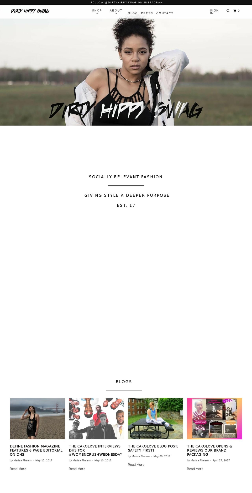 dirtyhippieswag.com — Shopify storefront screenshot