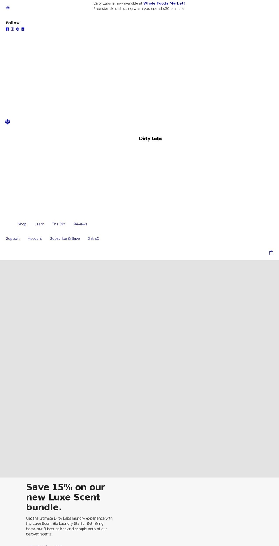 dirtylabs.com shopify website screenshot