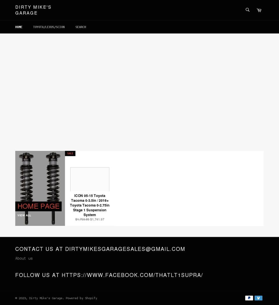dirtymikesgarage.com shopify website screenshot