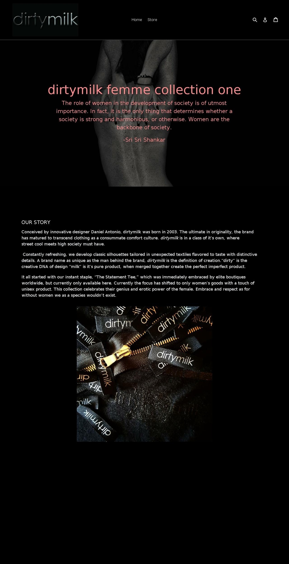 dirtymilk.com shopify website screenshot