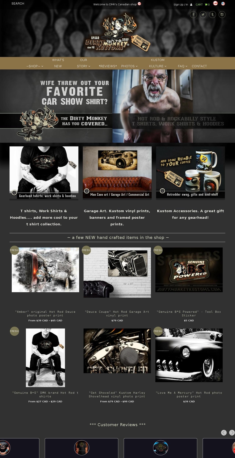 dirtymonkeykustoms.us shopify website screenshot