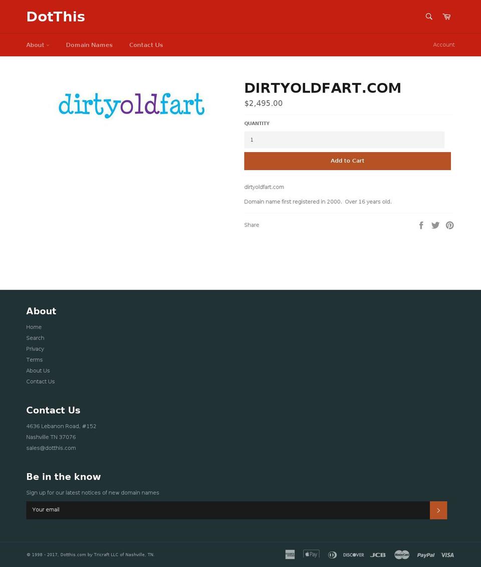 dirtyoldfart.com shopify website screenshot