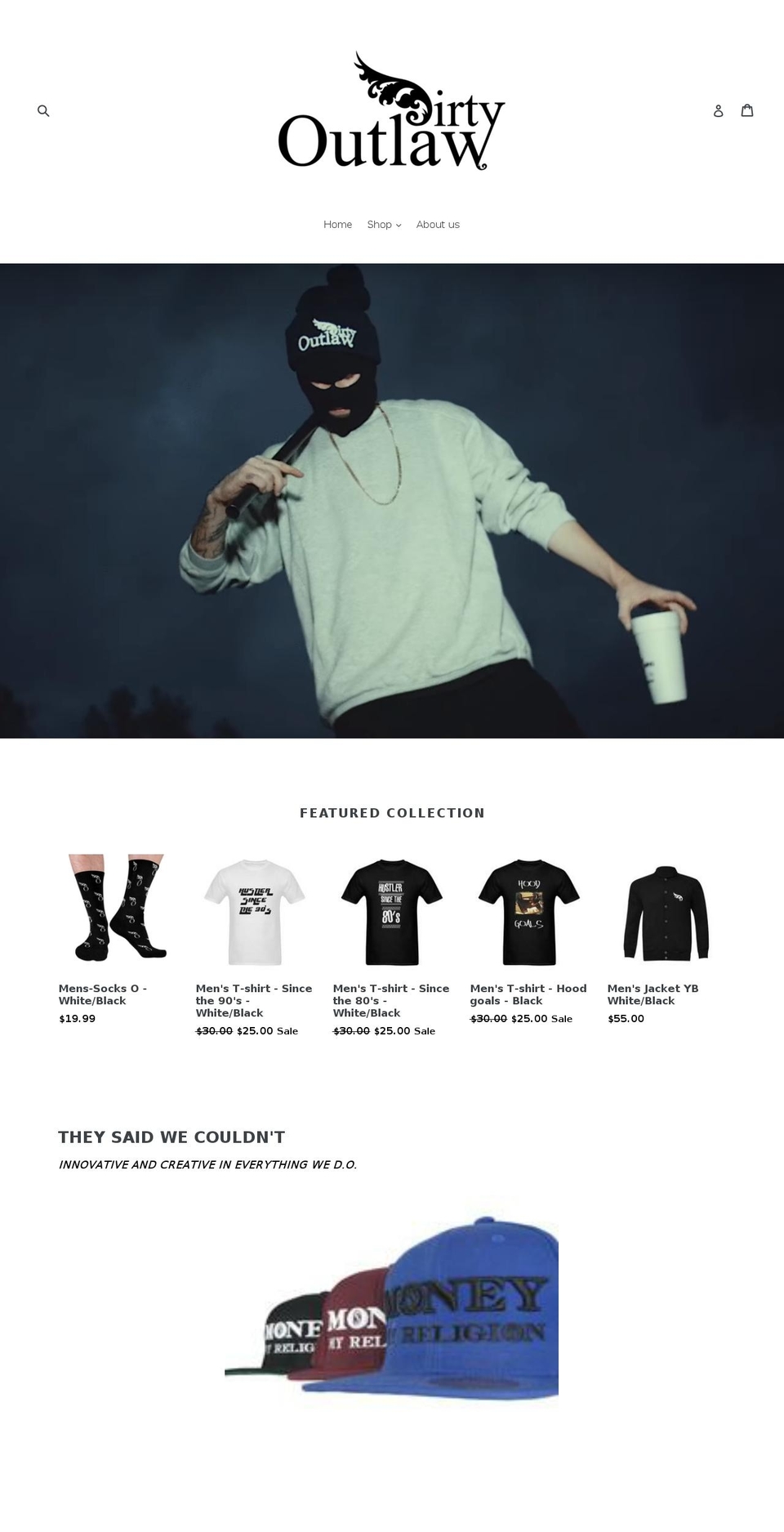 dirtyoutlawclothing.com — Shopify storefront screenshot