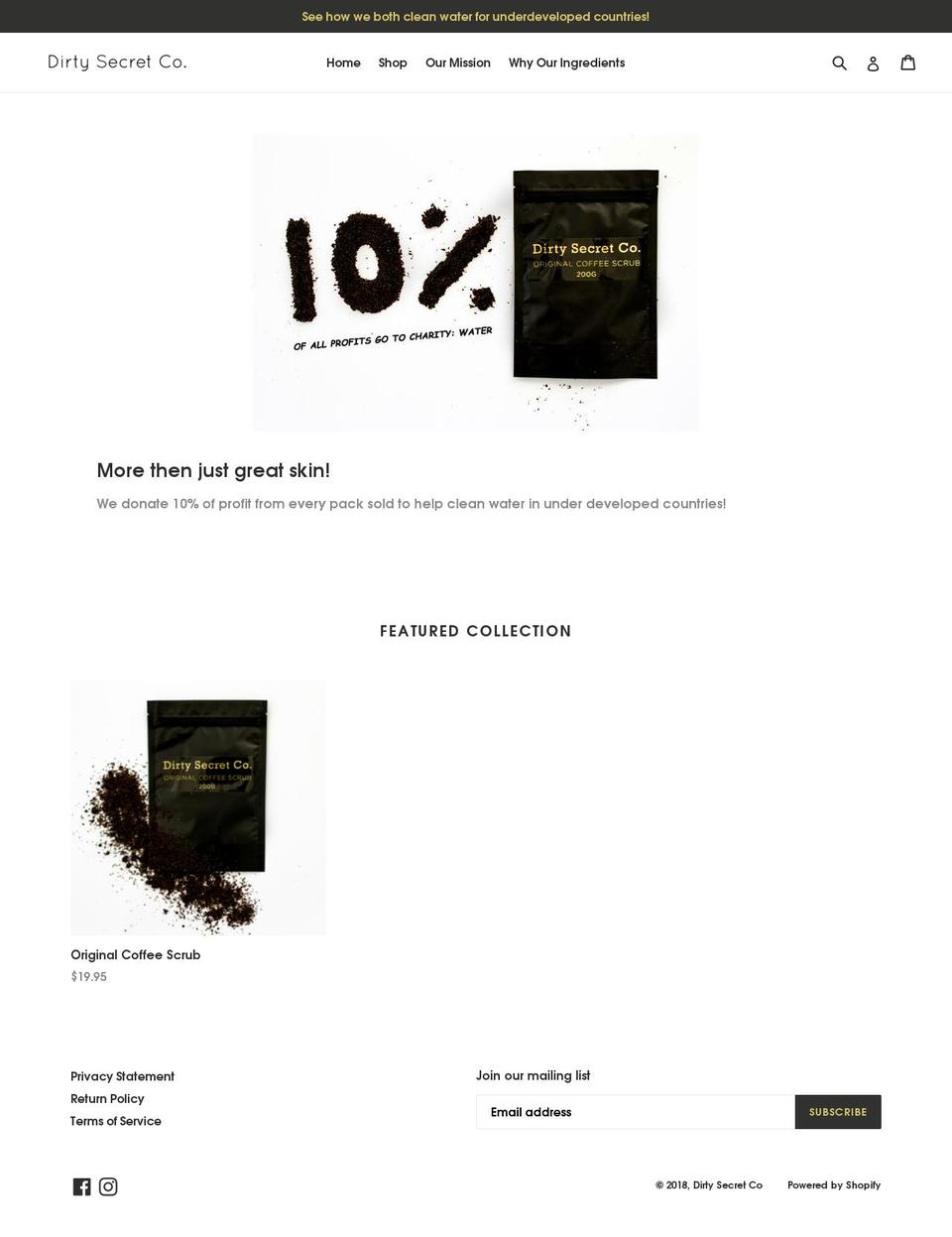 dirtysecretco.com — Shopify storefront screenshot