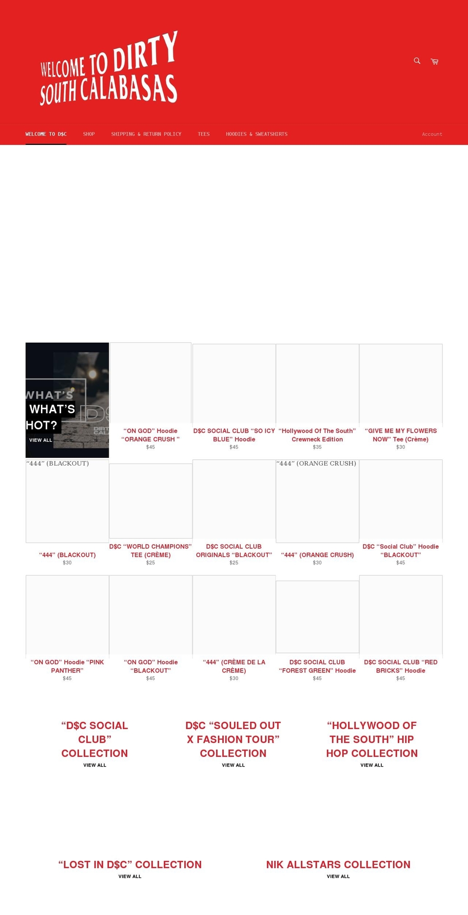 dirtysouthcalabasas.com shopify website screenshot