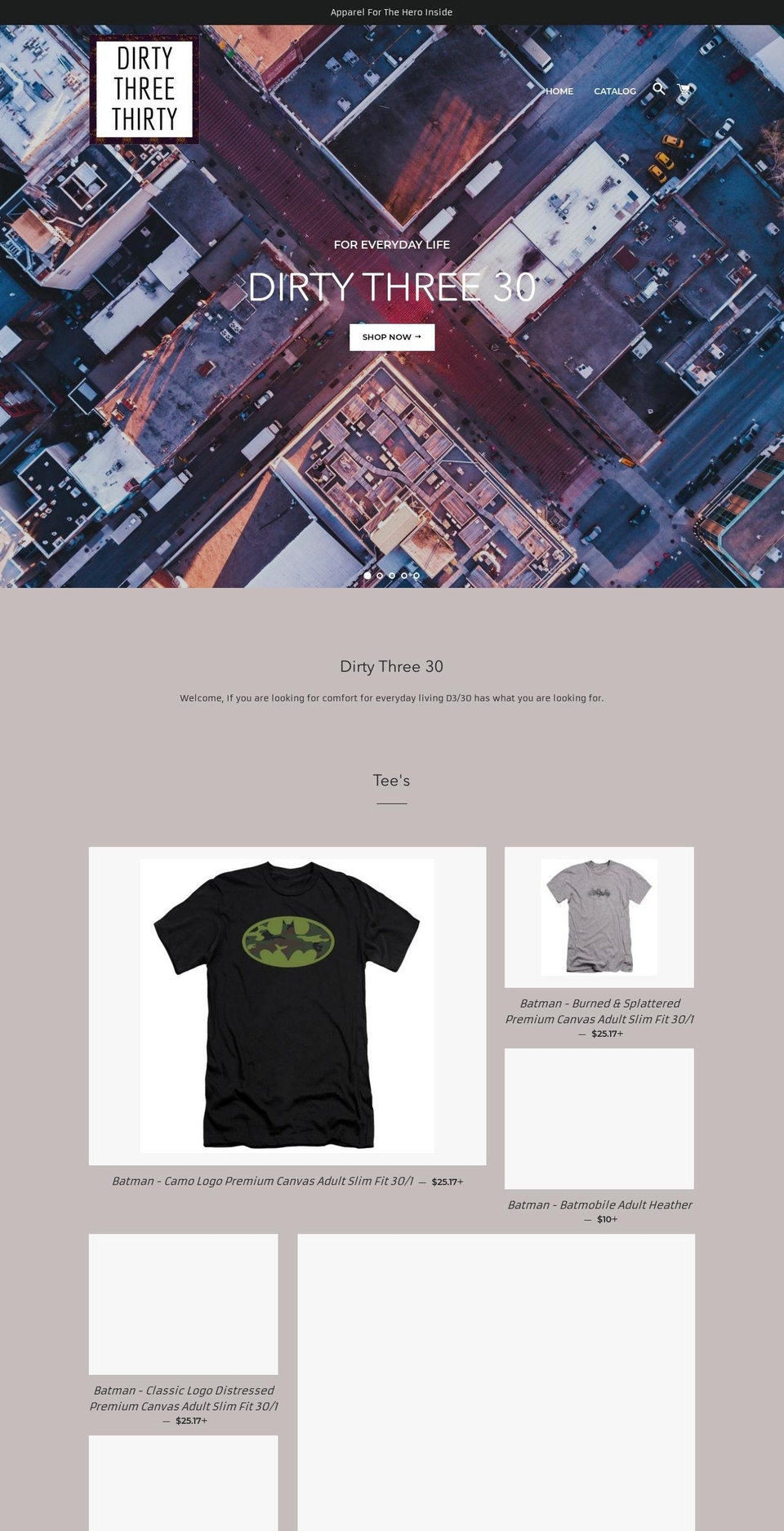 dirtythree30.com — Shopify storefront screenshot