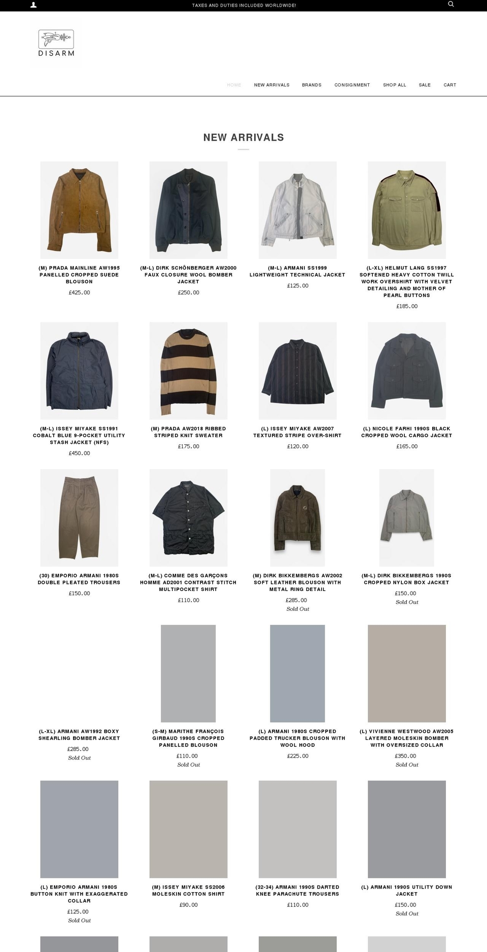 disarmstore.com shopify website screenshot