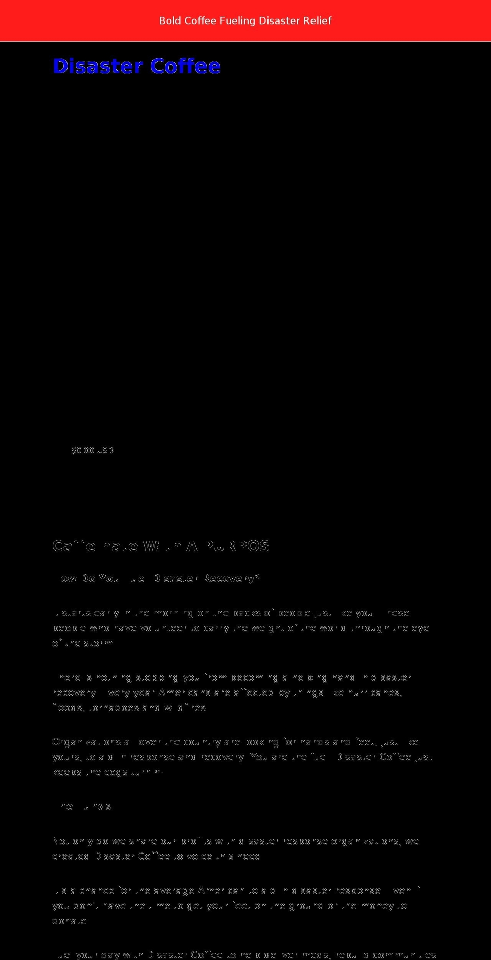 disastercoffee.com shopify website screenshot