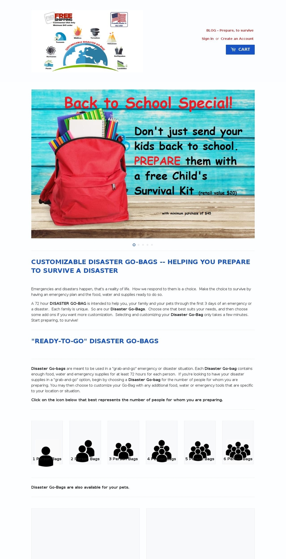 disastergobag.com — Shopify storefront screenshot