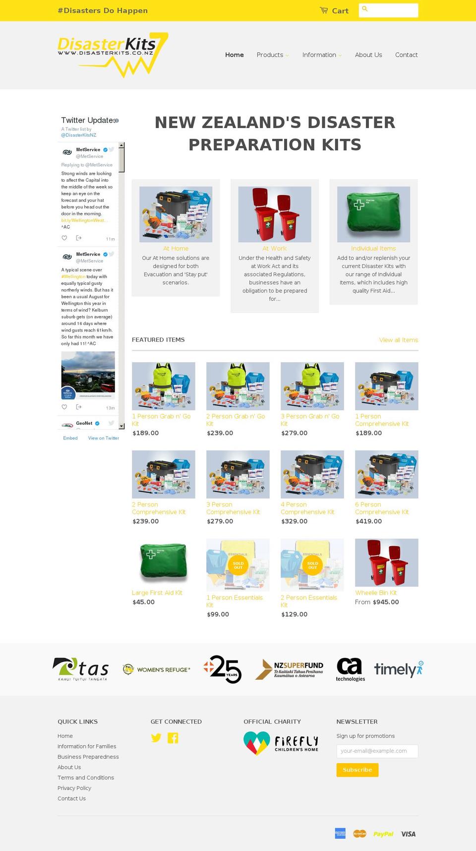 disasterkits.co.nz shopify website screenshot