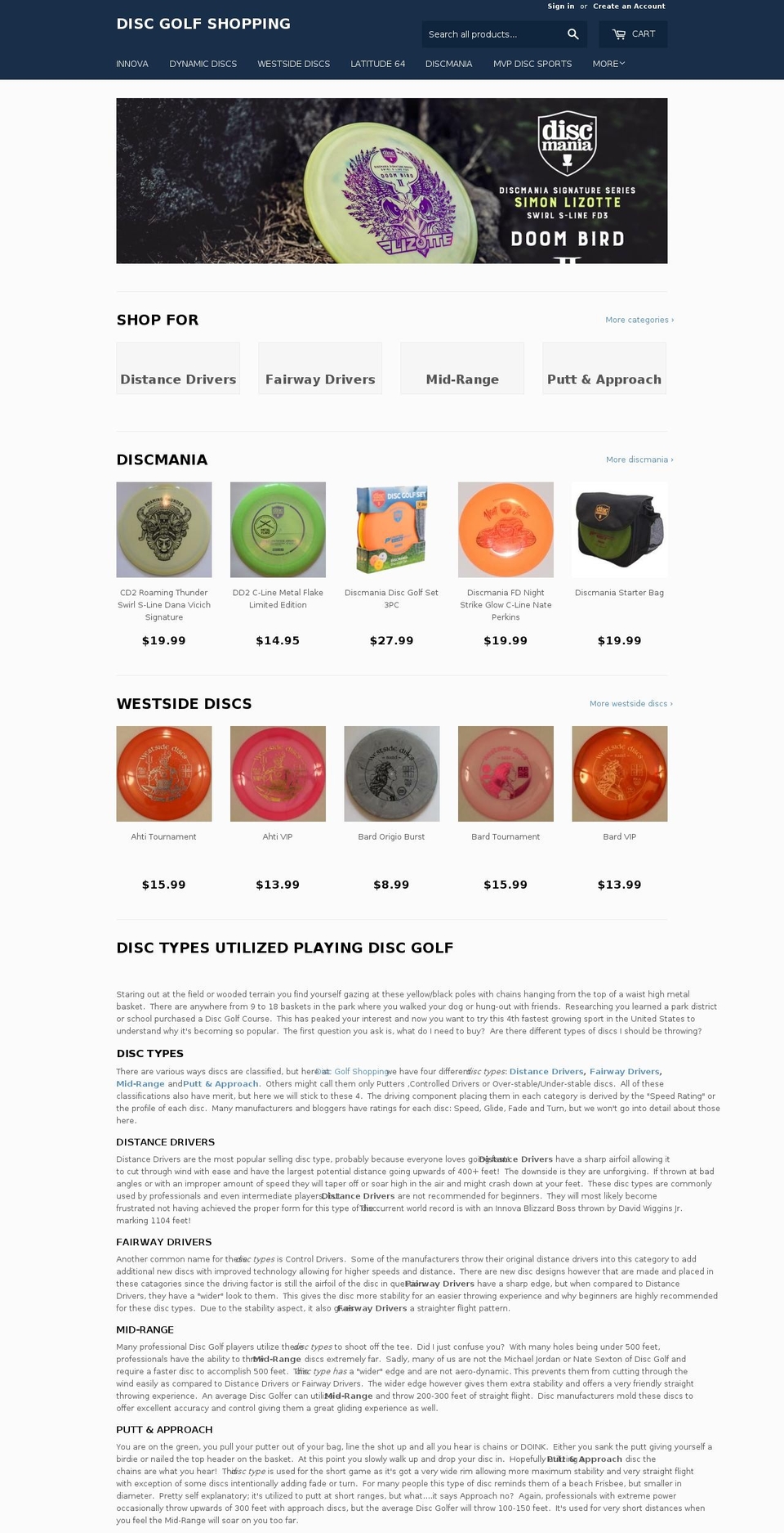 discgolfshopping.com shopify website screenshot
