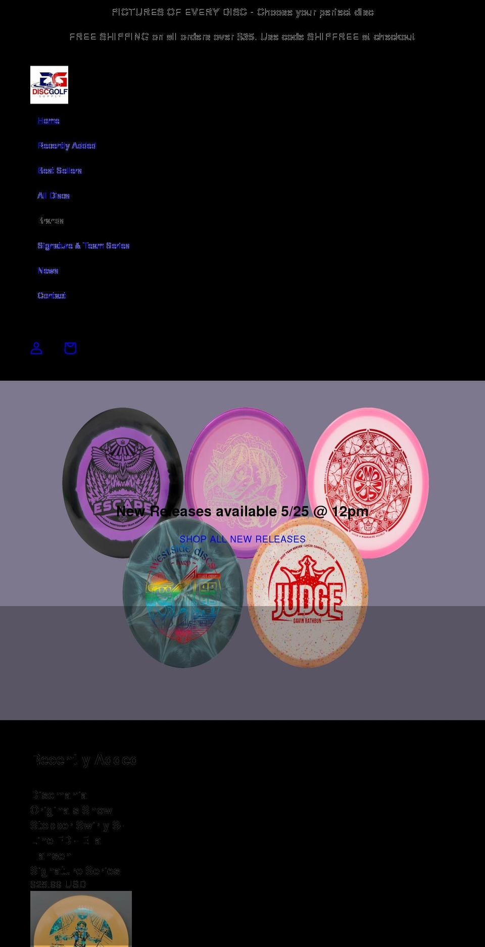 discgolfsupply.com shopify website screenshot
