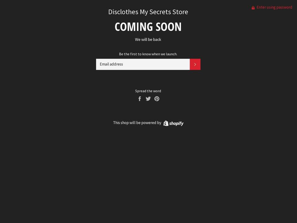 disclothesmysecrets.com — Shopify storefront screenshot