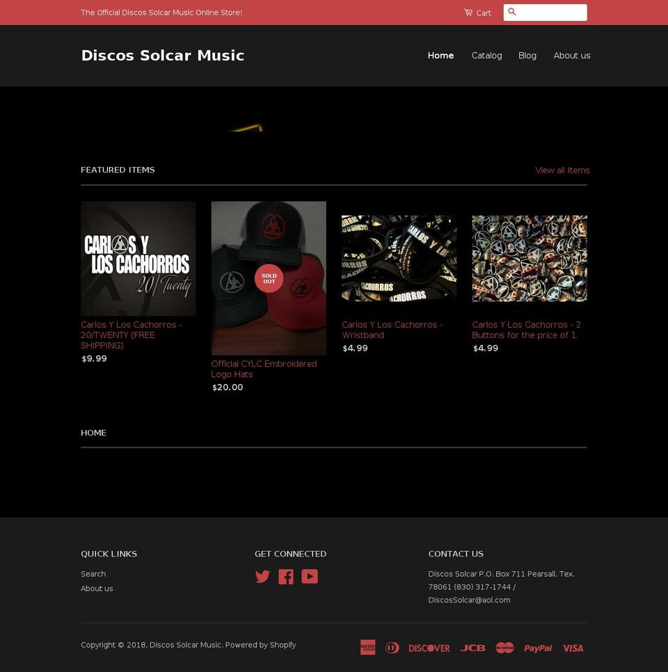 discossolcarmusic.com — Shopify storefront screenshot