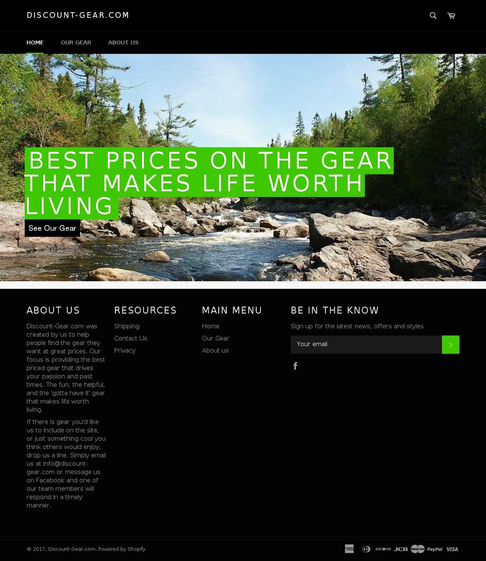 discount-gear.com shopify website screenshot