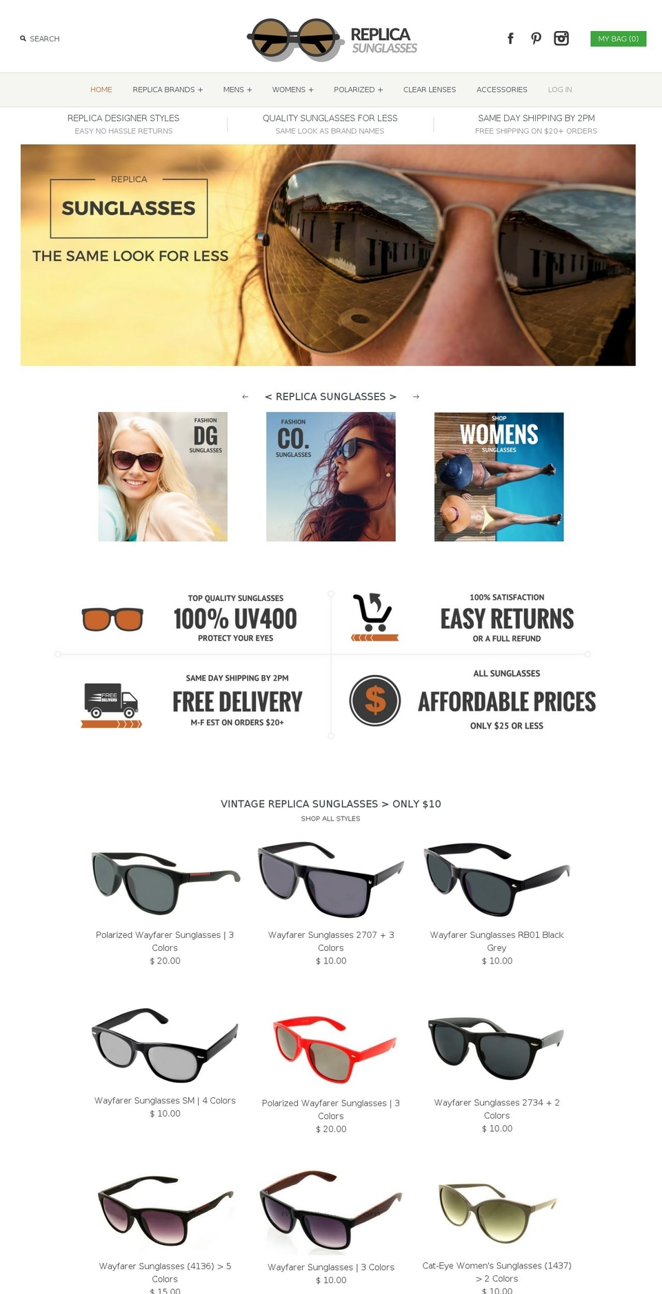 discount-replica-sunglasses.com shopify website screenshot